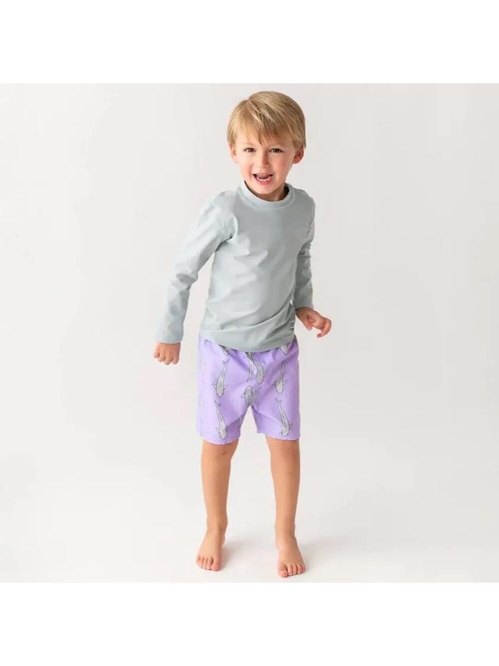 Rugged Butts Toddler Boys Long Sleeve Rash Guard Swim Top Harbor Gray 3T